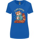 Red Panda Bear I Love Winter Womens Wider Cut T-Shirt Royal Blue