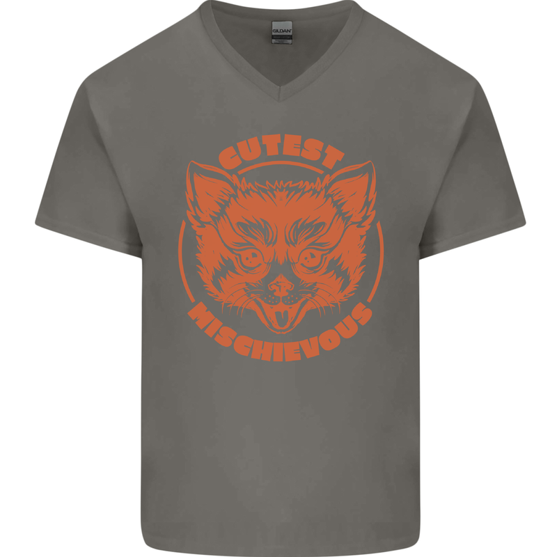 Red Panda Cutest Mischievous Mens V-Neck Cotton T-Shirt Charcoal