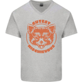 Red Panda Cutest Mischievous Mens V-Neck Cotton T-Shirt Sports Grey