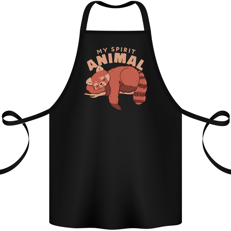 Red Panda My Spirit Animal Cotton Apron 100% Organic Black