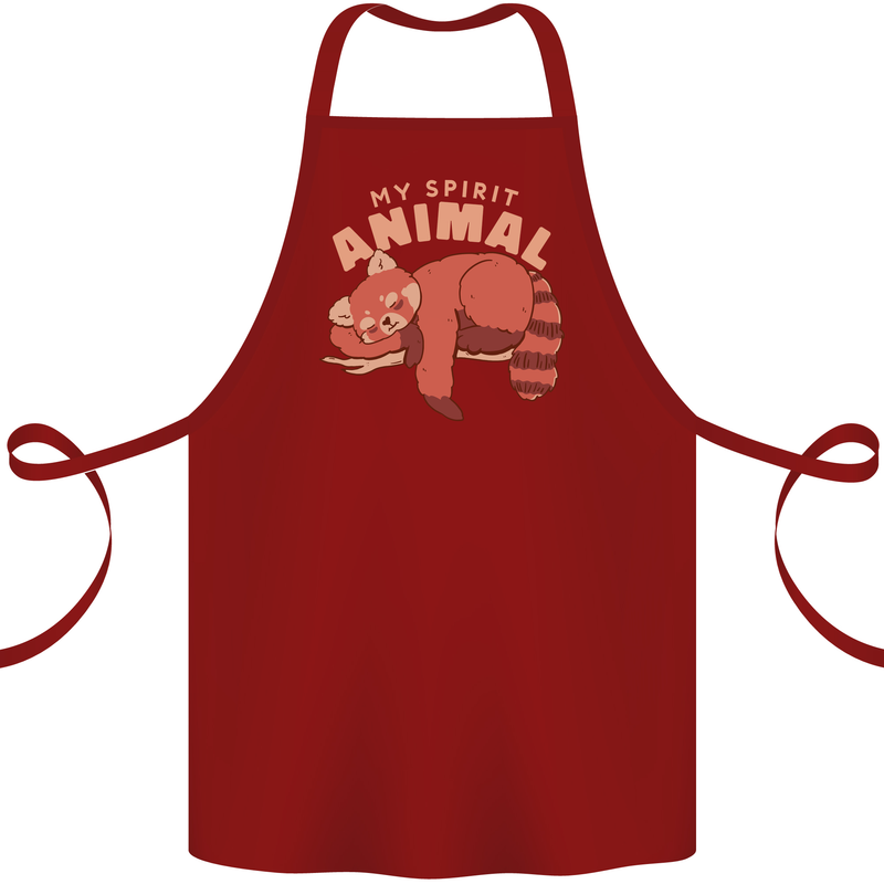 Red Panda My Spirit Animal Cotton Apron 100% Organic Maroon