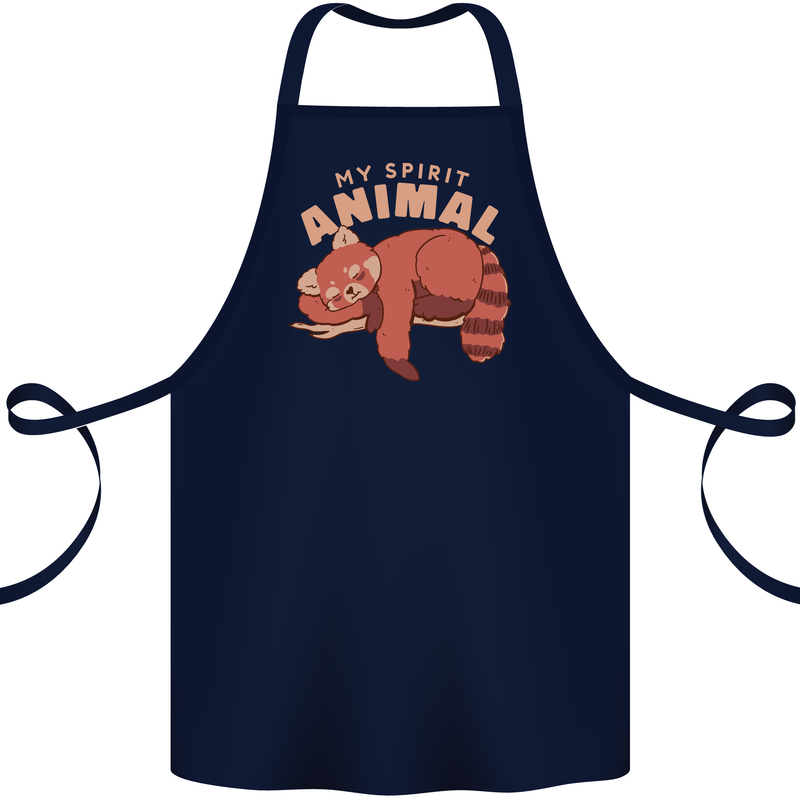 Red Panda My Spirit Animal Cotton Apron 100% Organic Navy Blue