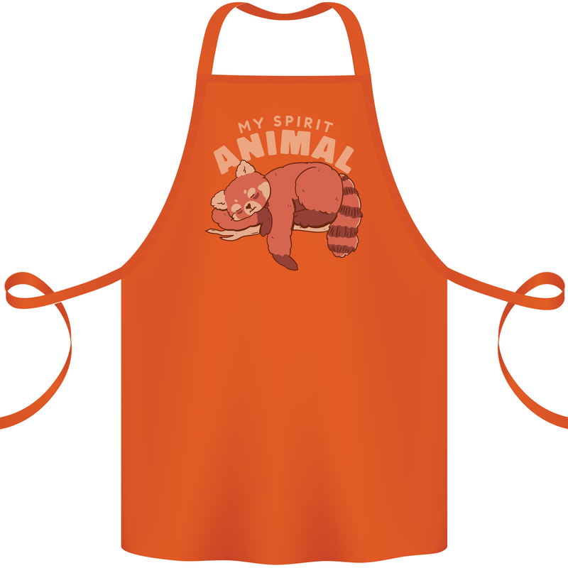 Red Panda My Spirit Animal Cotton Apron 100% Organic Orange