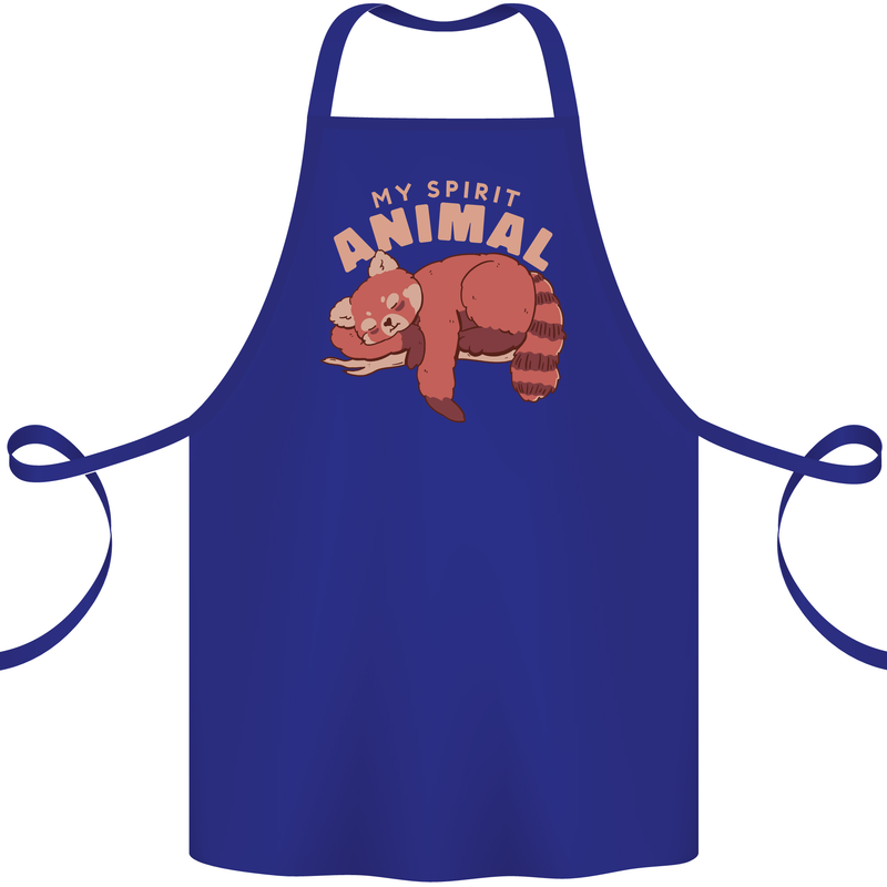 Red Panda My Spirit Animal Cotton Apron 100% Organic Royal Blue