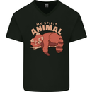 Red Panda My Spirit Animal Mens V-Neck Cotton T-Shirt Black