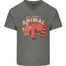 Red Panda My Spirit Animal Mens V-Neck Cotton T-Shirt Charcoal