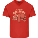 Red Panda My Spirit Animal Mens V-Neck Cotton T-Shirt Red