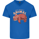 Red Panda My Spirit Animal Mens V-Neck Cotton T-Shirt Royal Blue