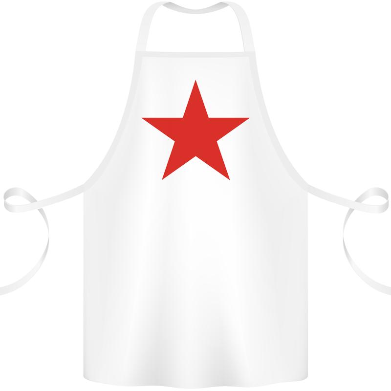 Red Star Army As Worn by Cotton Apron 100% Organic White