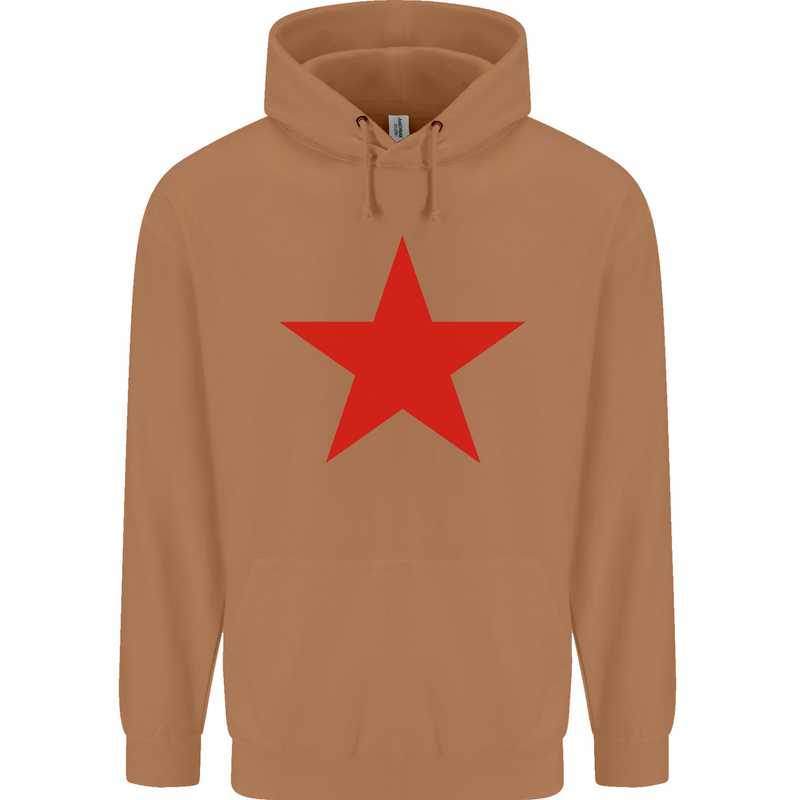 Red Star Army As Worn by Mens 80% Cotton Hoodie Caramel Latte