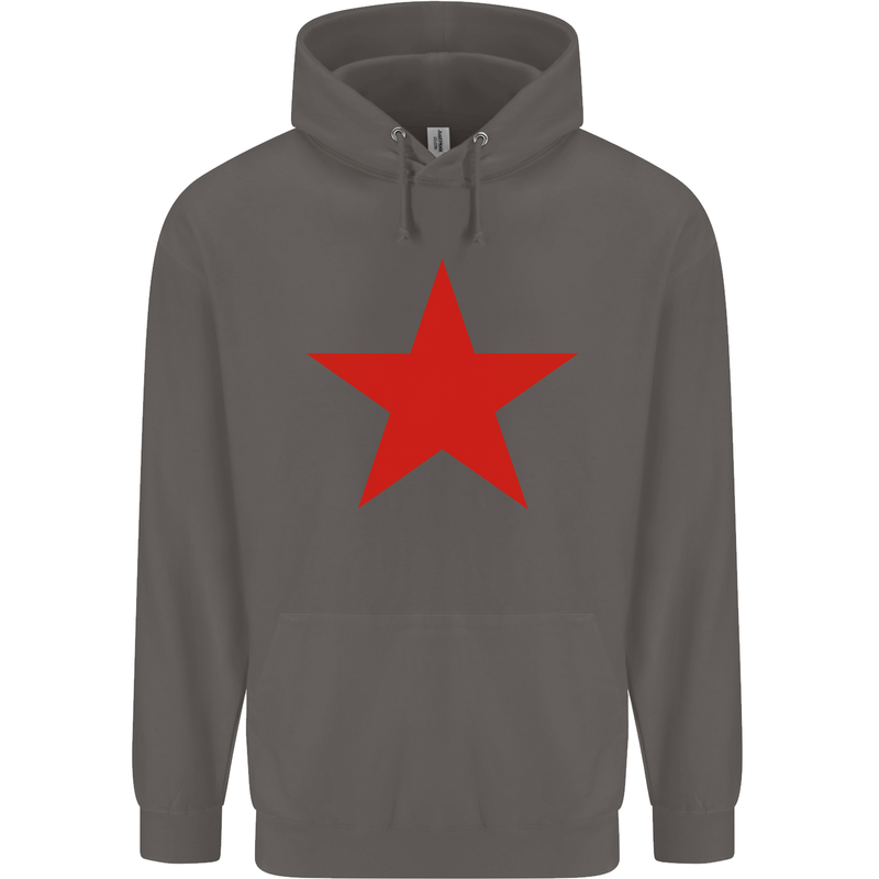 Red Star Army As Worn by Mens 80% Cotton Hoodie Charcoal