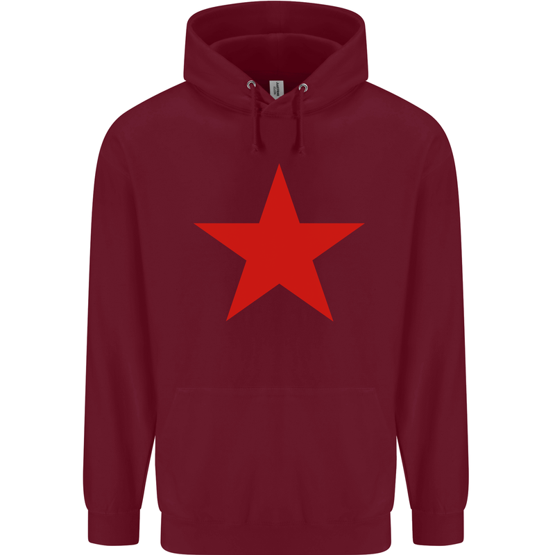 Red Star Army As Worn by Mens 80% Cotton Hoodie Maroon