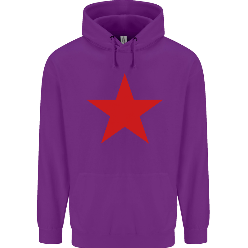 Red Star Army As Worn by Mens 80% Cotton Hoodie Purple