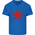 Red Star Army As Worn by Mens V-Neck Cotton T-Shirt Royal Blue