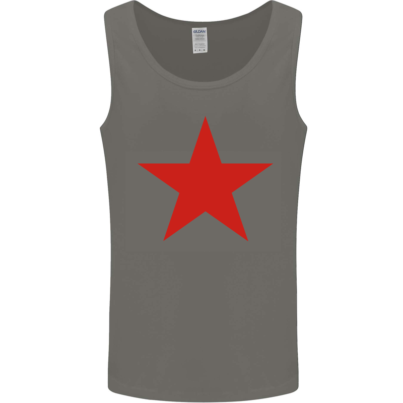 Red Star Army As Worn by Mens Vest Tank Top Charcoal