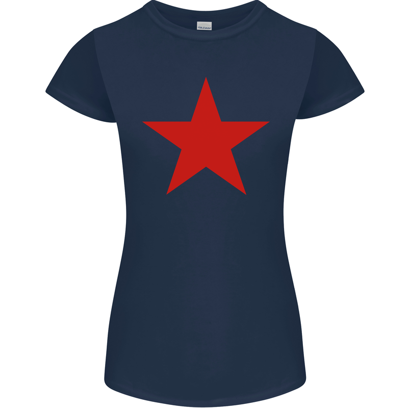 Red Star Army As Worn by Womens Petite Cut T-Shirt Navy Blue