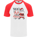 There's a Ho In This House Funny Christmas Mens S/S Baseball T-Shirt White/Red