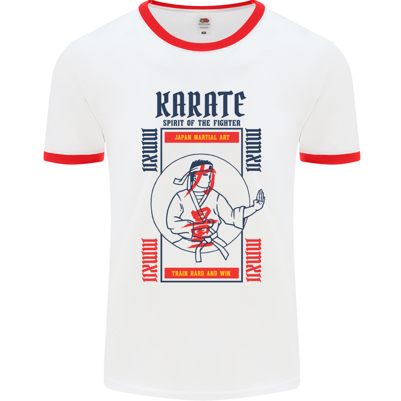 Katate Spirit Martial Arts MMA Mens White Ringer T-Shirt White/Red