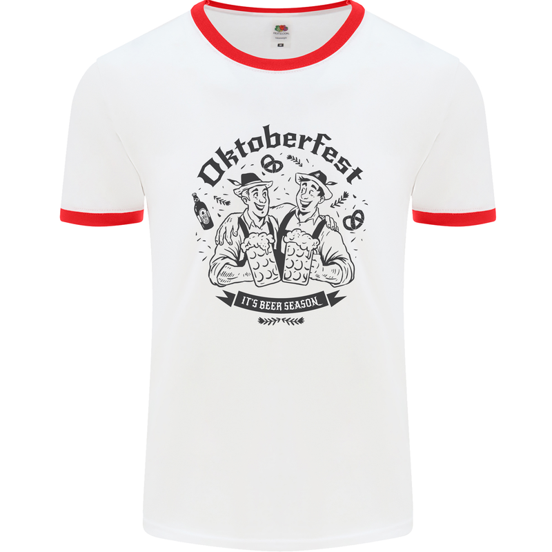 Oktoberfest Its Beer Season Mens Ringer T-Shirt White/Red
