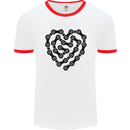 Heart Bike Chain Cycling Biker Motorbike Mens White Ringer T-Shirt White/Red