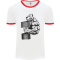 Bulldog Gym Training Top Weightlifting Mens White Ringer T-Shirt White/Red