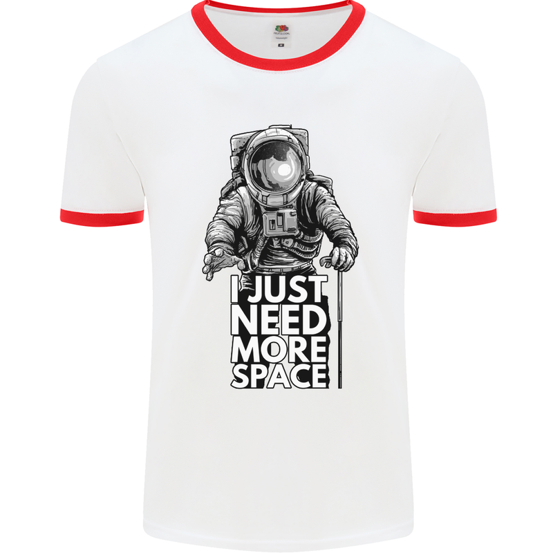 I Just Need More Space Funny Astonaut Mens White Ringer T-Shirt White/Red
