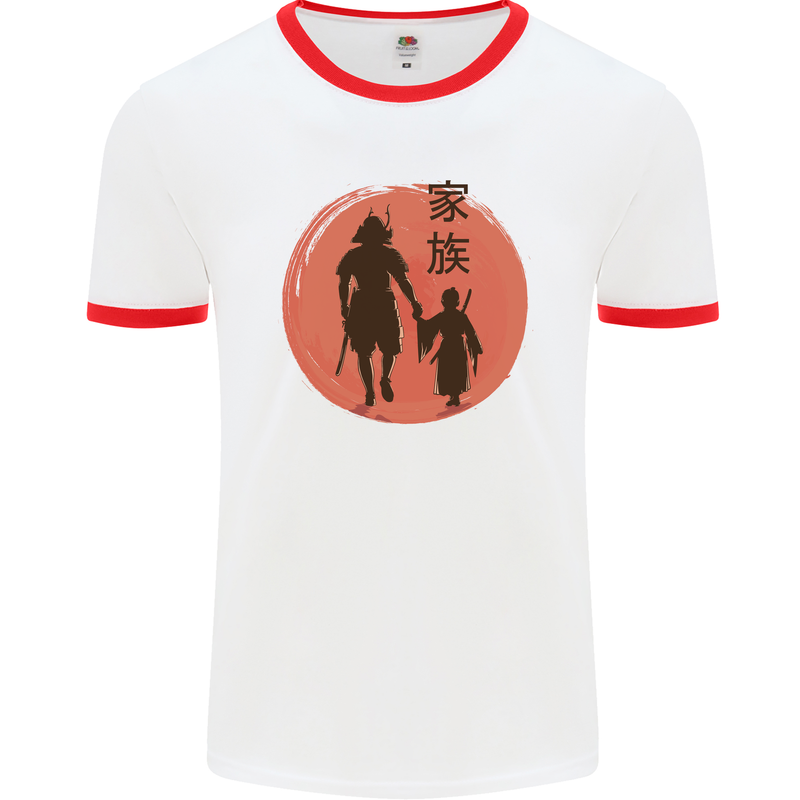 Samurai Dad Son Fathers Day MMA Martial Arts Mens White Ringer T-Shirt White/Red