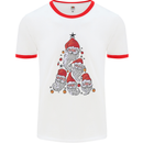 Santa Clause Christmas Tree Mens White Ringer T-Shirt White/Red