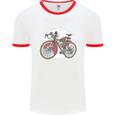 Cycling Steampunk Bicycle Bike Cyclist Mens White Ringer T-Shirt White/Red