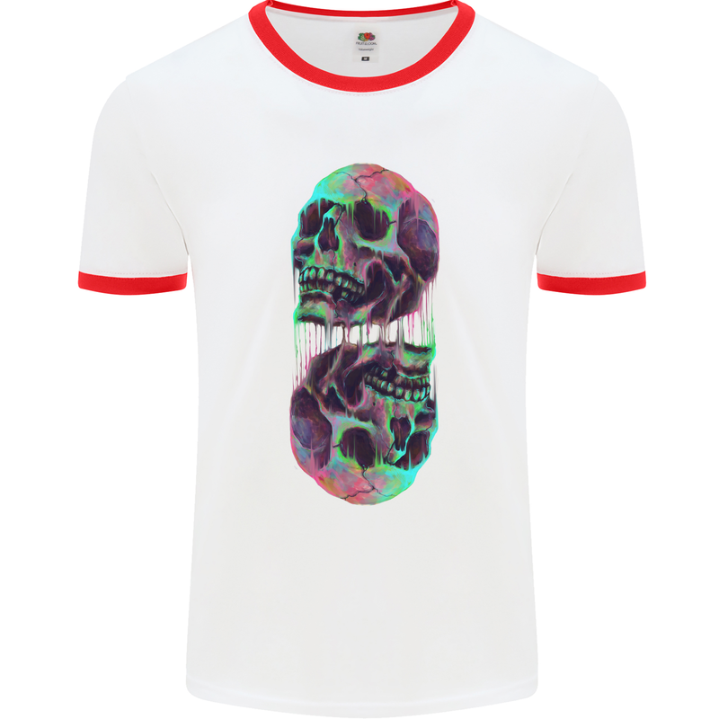 Synthesize Skulls Mens White Ringer T-Shirt White/Red