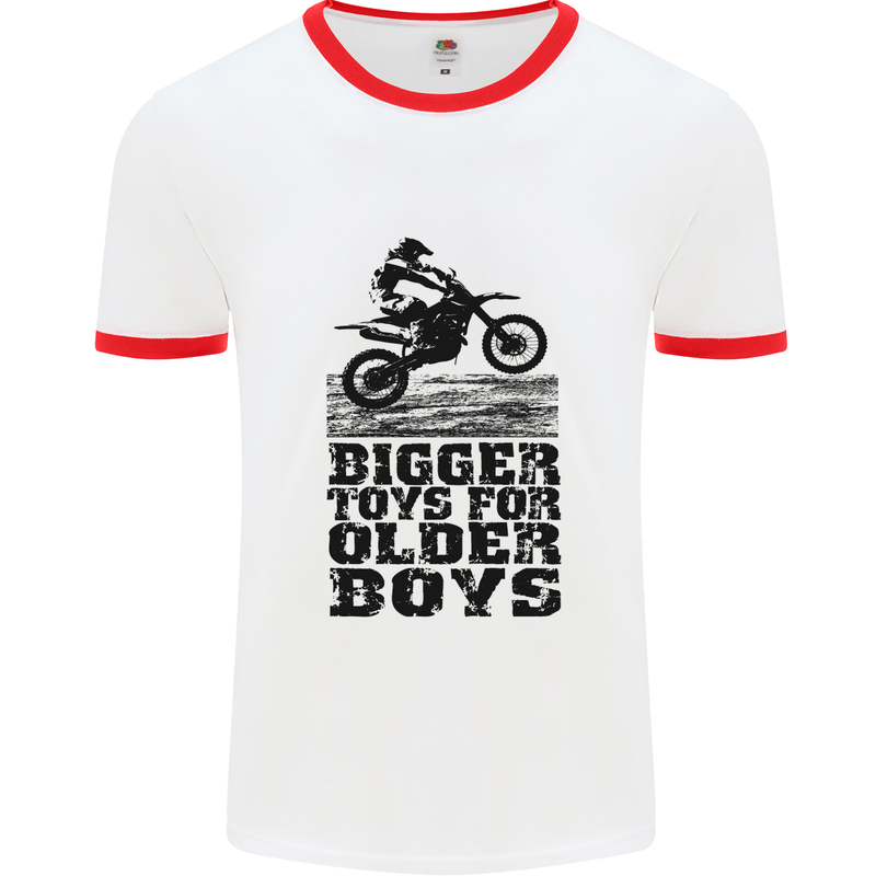 Motocross Bigger Toys Older Boys MotoX Mens White Ringer T-Shirt White/Red
