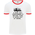 A Bad Day Caravanning Caravan Funny Mens White Ringer T-Shirt White/Red