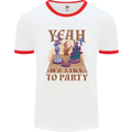 Yeah We Like to Party Role Playing Game RPG Mens White Ringer T-Shirt White/Red