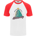 Books Only Christmas Tree Funny Bookworm Mens S/S Baseball T-Shirt White/Red