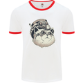 Steampunk Cat Mens White Ringer T-Shirt White/Red