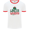 Gangsta Wrapper Funny Christmas Present Mens White Ringer T-Shirt White/Red