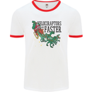 Christmas Velociraptors are Faster Dinosaur Mens White Ringer T-Shirt White/Red