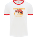 Sleeping Fox Energy Funny Lazy Anti-Social Mens White Ringer T-Shirt White/Red