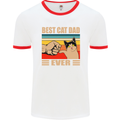 Best Cat Dad Ever Funny Father's Day Mens White Ringer T-Shirt White/Red