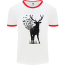 Abstract Butterfly Deer Ecology Environment Mens White Ringer T-Shirt White/Red