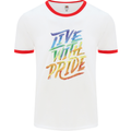 Live With Pride LGBT Gay Pride Mens White Ringer T-Shirt White/Red