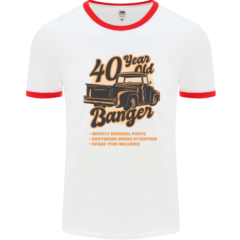 40 Year Old Banger Birthday 40th Year Old Mens Ringer T-Shirt White/Red