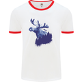 Moose Forest Ecology Environment Mens White Ringer T-Shirt White/Red