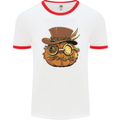 Steampunk Pumpkin Halloween Mens Ringer T-Shirt White/Red