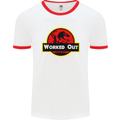 Gym Worked Out Training Top Fitness Mens Ringer T-Shirt White/Red