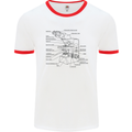 Microscope Biology Science Mens White Ringer T-Shirt White/Red