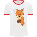 An Orange Fox Illustration Mens White Ringer T-Shirt White/Red