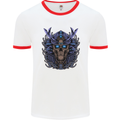 Samurai Skull MMA Martial Arts Gym Training Mens White Ringer T-Shirt White/Red