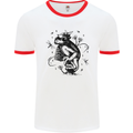 A Frog on a Mushroom Mens White Ringer T-Shirt White/Red