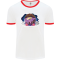 Space Planet Dessert Funny Food Mens White Ringer T-Shirt White/Red